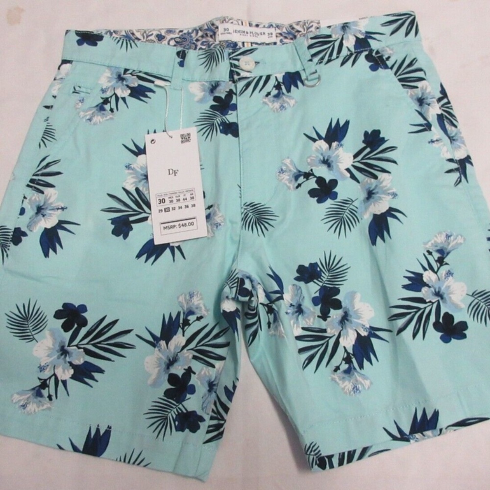NWT Denim & Flower Ricky Singh Men's Power Stretch Blue Shorts Size 36